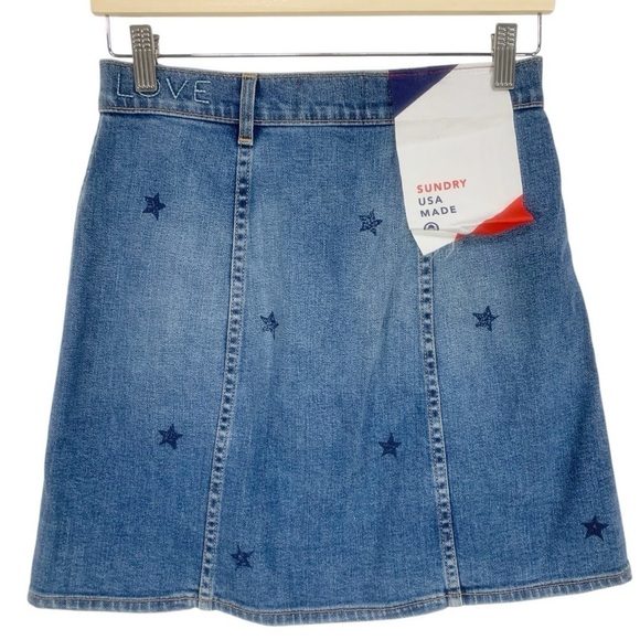 NEW Anthropologie Sundry Star High Waist Button Front Denim Jean Skirt Size 26 - Picture 4 of 11